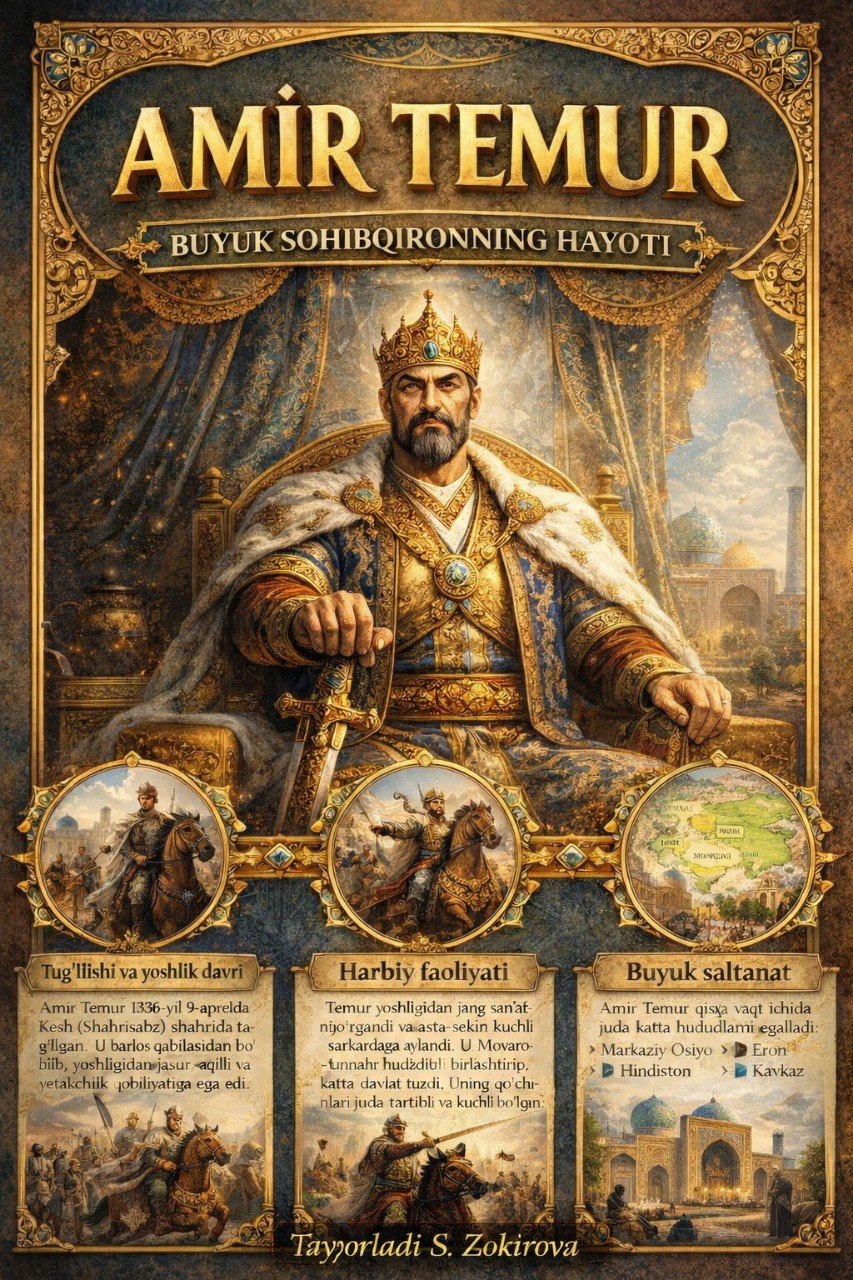 Amit Temur buyuk sohibqironning hayotiga virtual koʻrgazma.