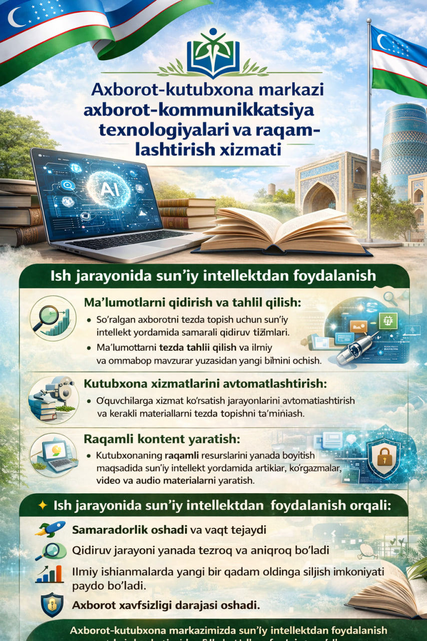 “Ish jarayonida sun’iy intellektdan foydalanish”  to'g'risida ma'lumotlar berdi.
