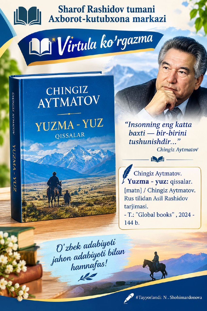 ✍️ Muallif: Chingiz Aytmatov 📖 Asar: “Yuzma-yuz” 📚 Janri: qissa
