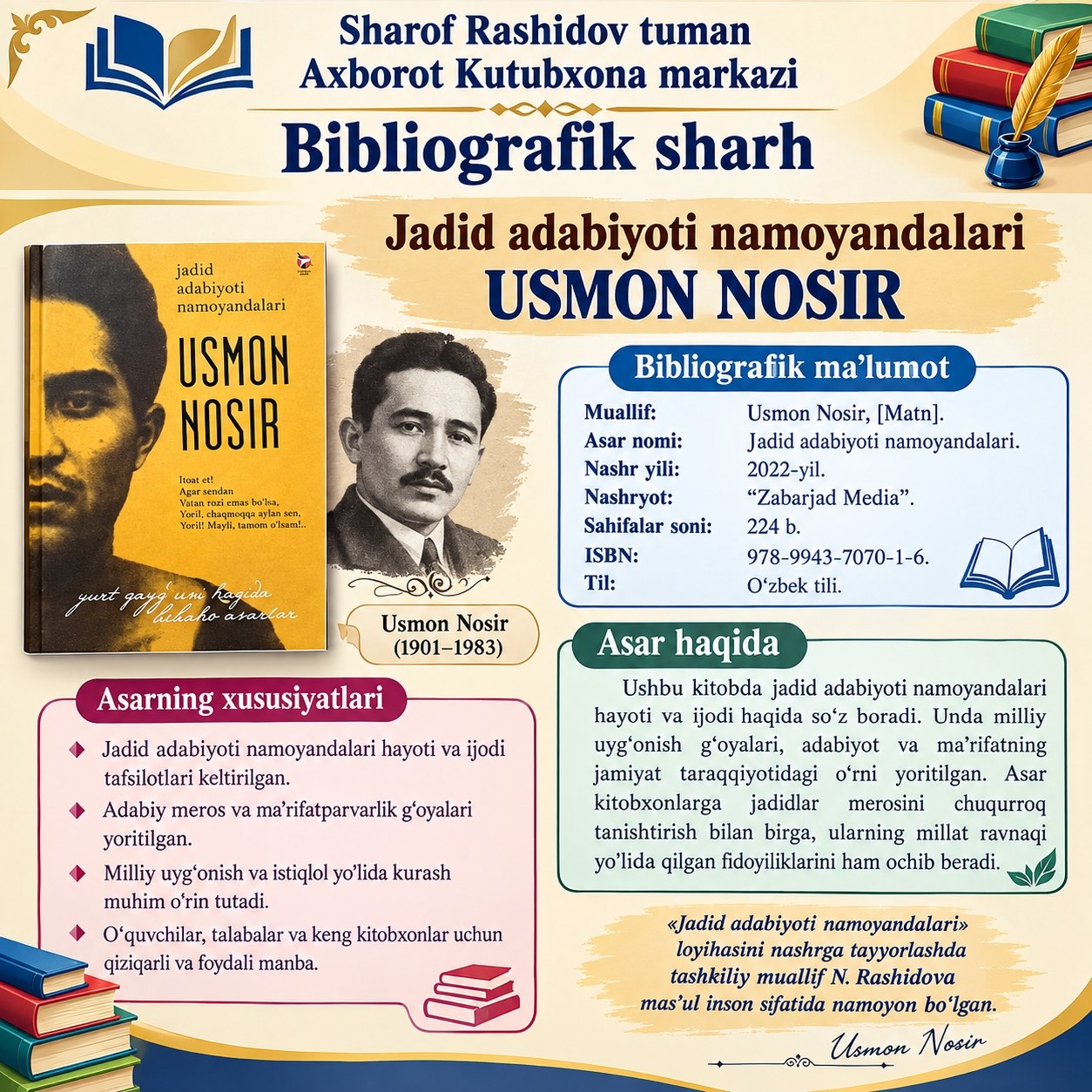 📚 USMON NOSIR — “JADID ADABIYOTI NAMOYANDALARI”