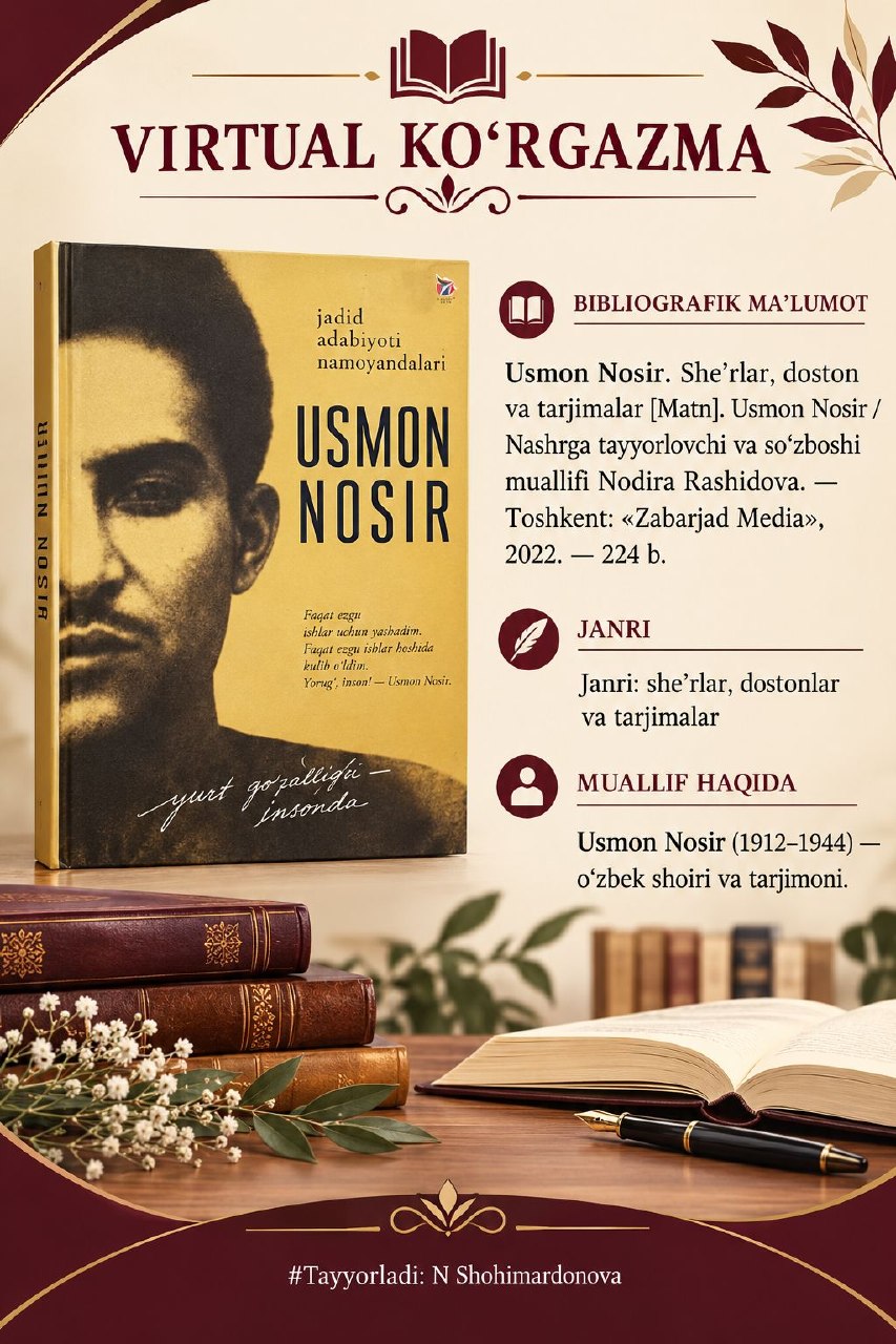 ✍️ Muallifi: Usmon Nosir 📖 Kitob: Jadid adabiyoti namoyondalari
