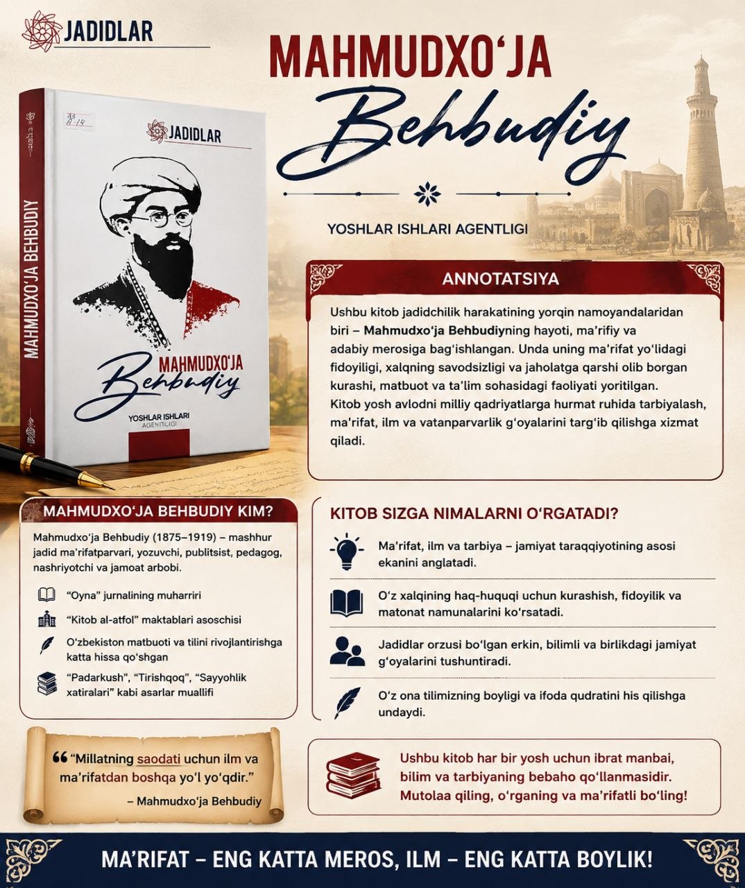 📚Mahmudxo‘ja Behbudiy "Jadidlar"