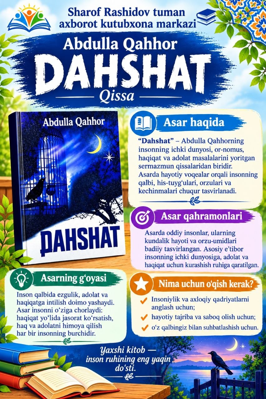 📚 “Dahshat” ✍️ Abdulla Qahhor  🌿 Kitob nima haqida?