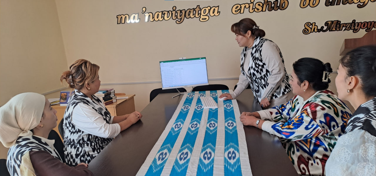 Mahorat darsi davomida Microsoft Excel dasturidan foydalanish bo‘yicha mashg‘ulotlar olib borildi.